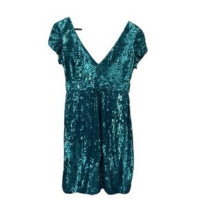 Dolce Jovani Turquoise Sequin Cocktail Dress
